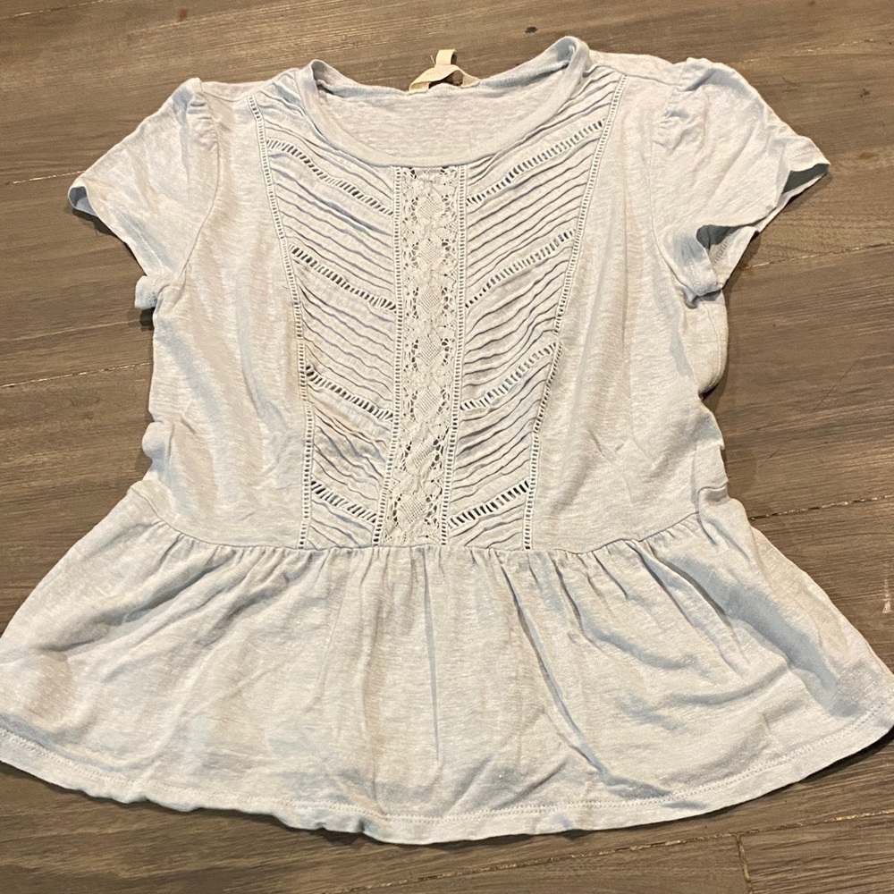 Rebecca Taylor Light Blue Lace Detail Top